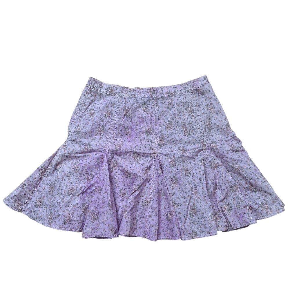 Polo Ralph Lauren Cotton A-Line Godet Skirt Lavender DIY Dyed Floral Size 6